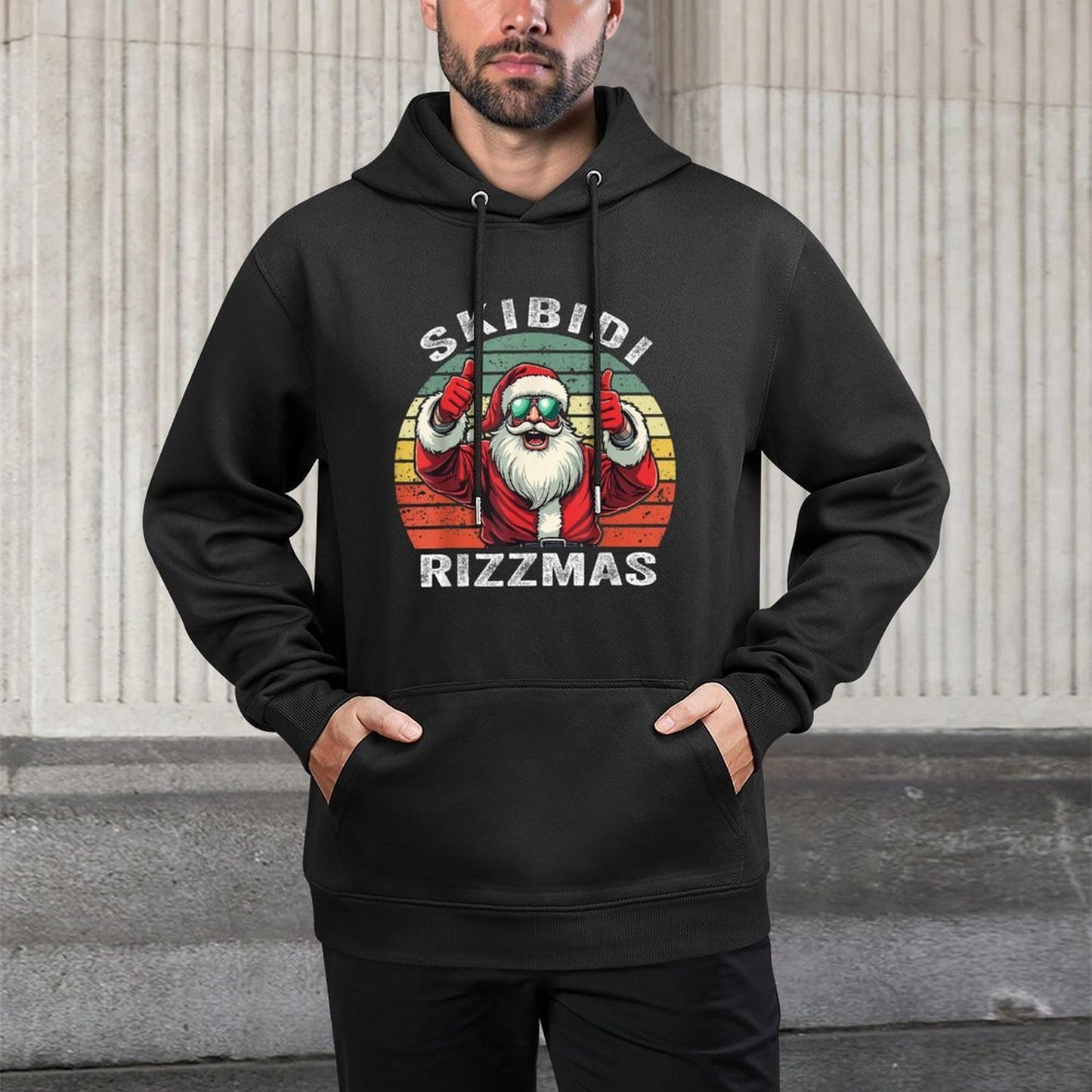 Skibidi Rizzmas Christmas Rizz Santa Claus Charisma Kid Cool Machine Washable Hoodie
