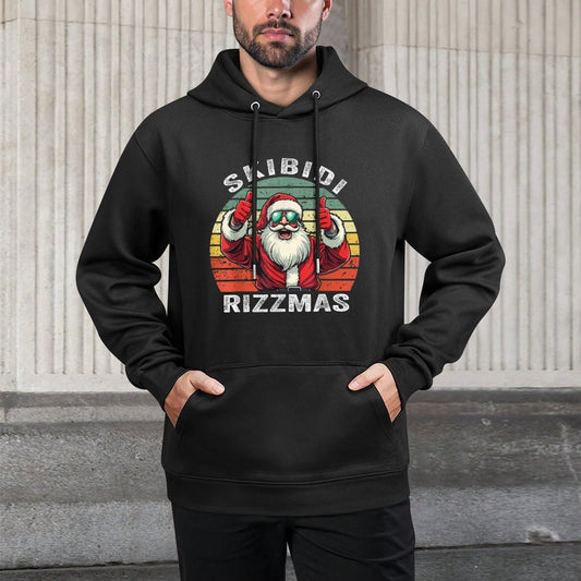 Skibidi Rizzmas Christmas Rizz Santa Claus Charisma Kid Cool Machine Washable Hoodie