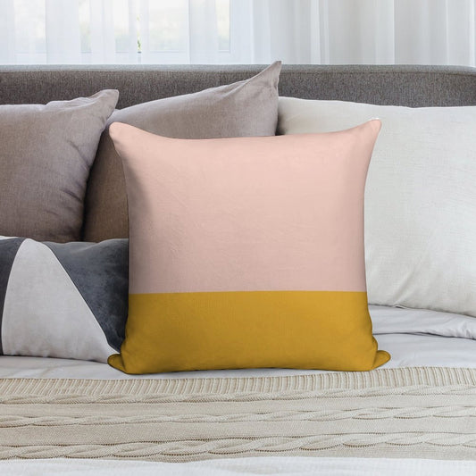 Blush Pink And Mustard Yellow Minimalist Color Block Soft Washable Throw Pillow
