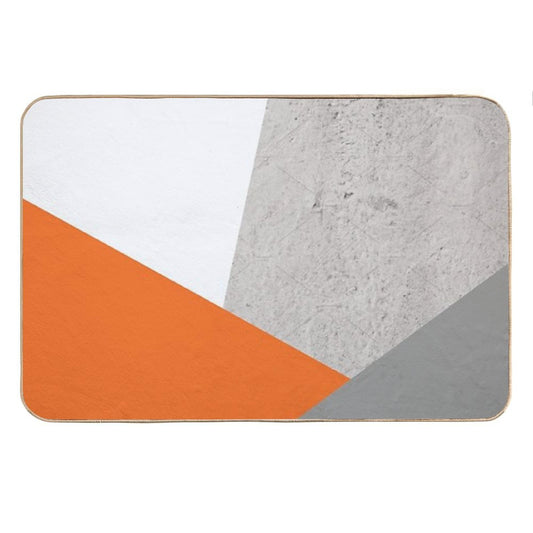 Grey Orange And Concrete Color Block Bath Mat
