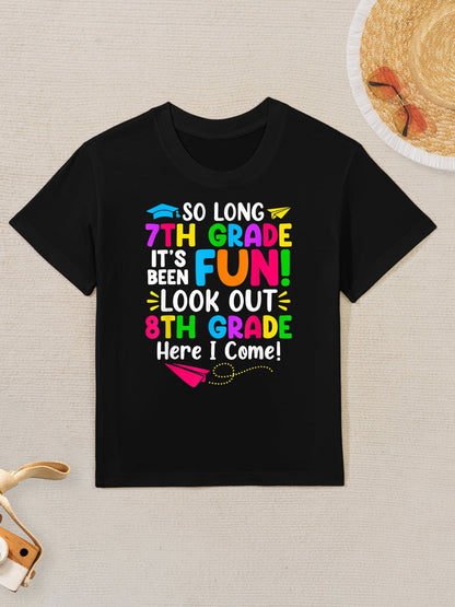 So Long 7th Grade Look Out 8th Grade Here I Come Graduation Kids T-Shirt