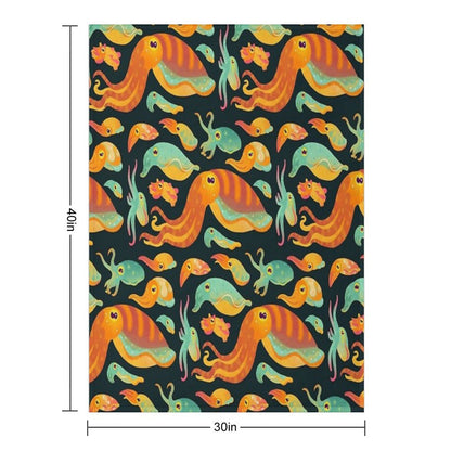 Cuttlefish - Dark Throw Blanket