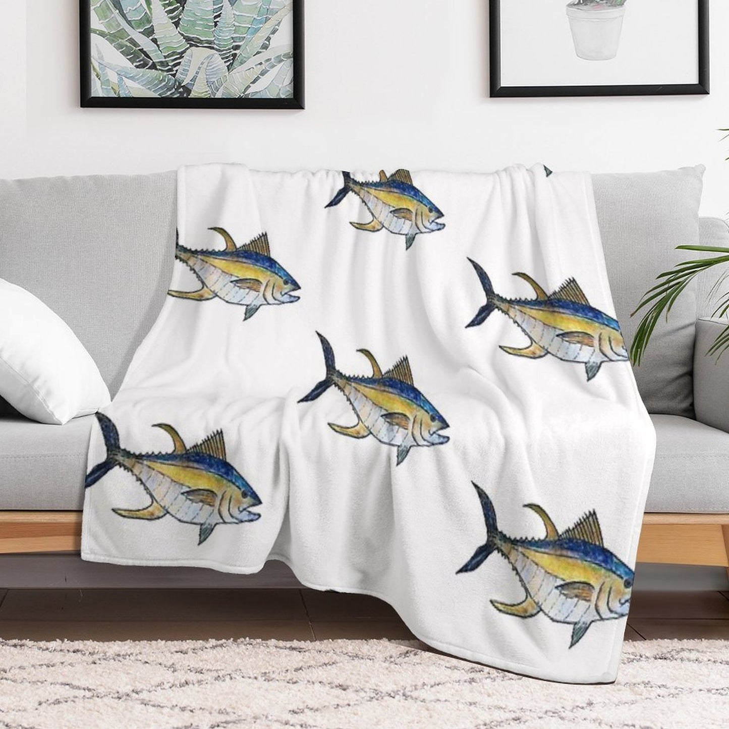 Yellowfin Tuna Fish Throw Blanket
