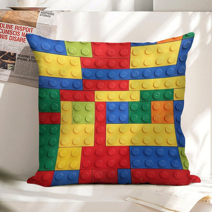 Colorful Bricks Design Linen Throw Pillow Cover