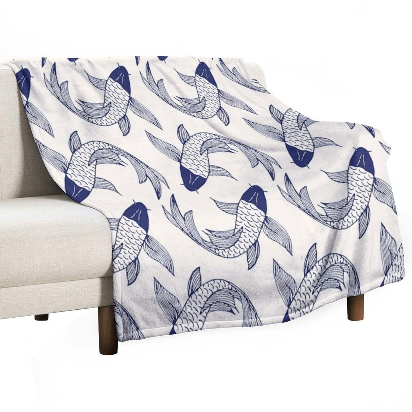Japanese Koi Fish Pattern Throw Blanket