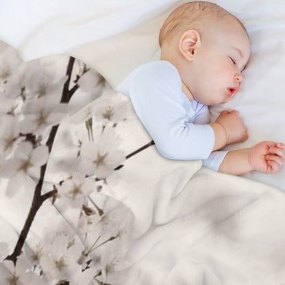 Cherry Blossom Artistic Closeup Sepia Toned Art Photo Print Throw Blanket