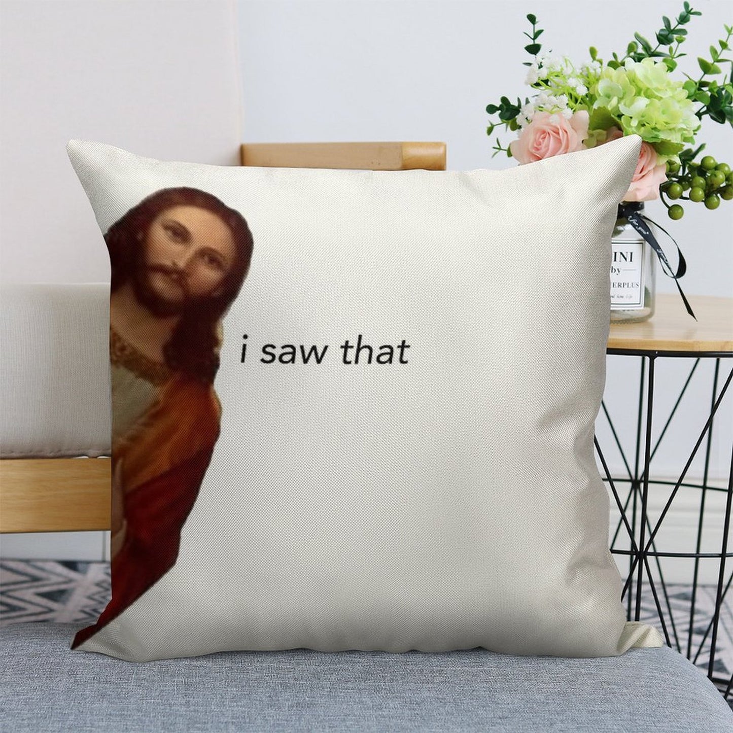 Jesus I Saw That Linen Throw Pillow Cover