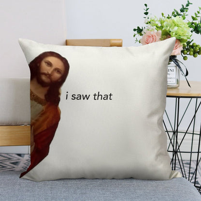 Jesus I Saw That Linen Throw Pillow Cover