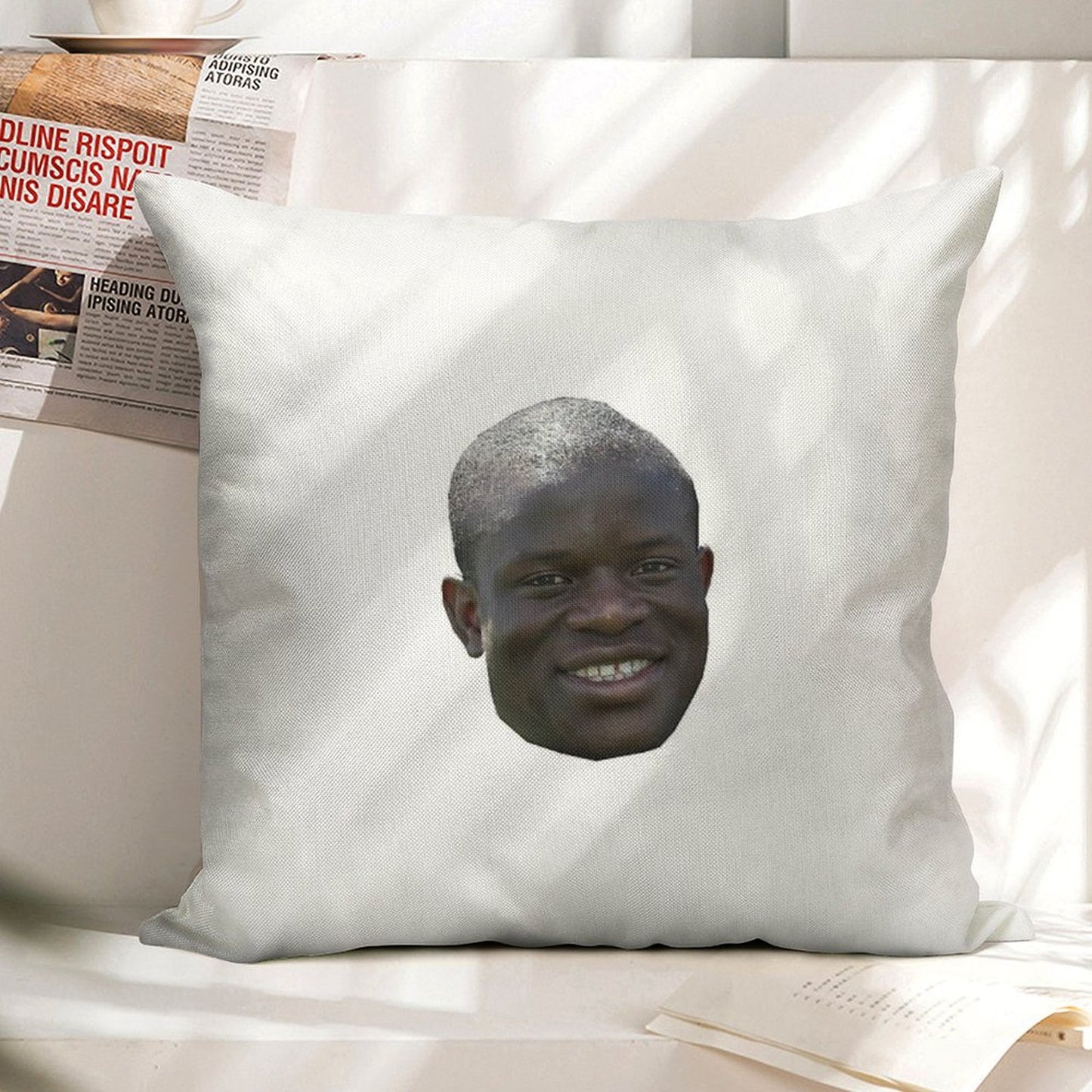 N'golo Kante Head Linen Throw Pillow Cover