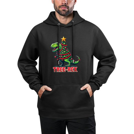 Tree Rex Funny Tyrannosaurus Rex Christmas Pun Machine Washable Hoodie