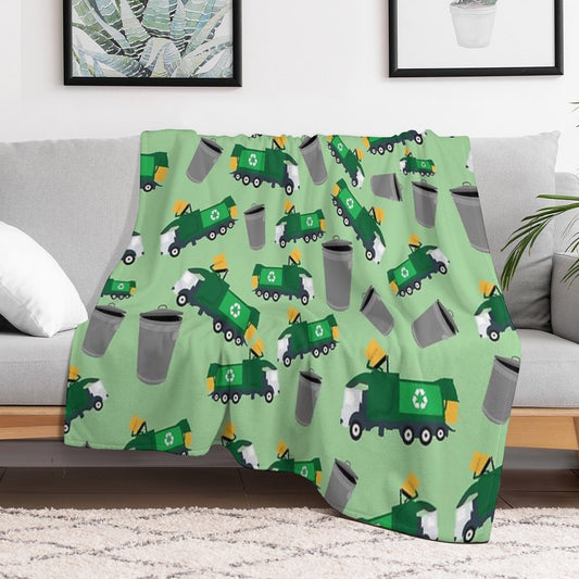 Recycling Garbage Truck Pattern Throw Blanket