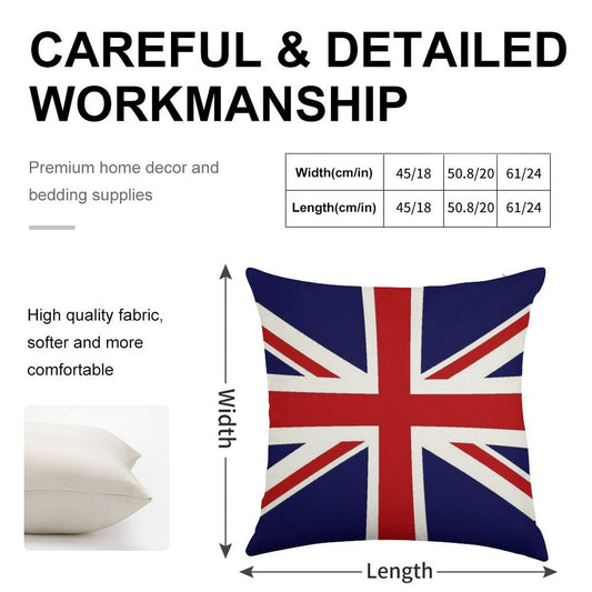 Union Jack Flag of The UK Linen Throw Pillow Cover