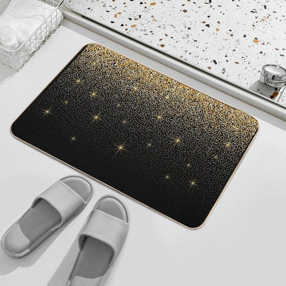 Black And Gold Glitter Pattern Bath Mat