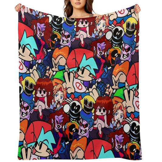 Friday Night Funkin Collage Throw Blanket