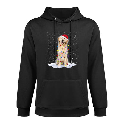 Golden Retriever Santa Christmas Tree Lights Xmas Colorfast Hoodie