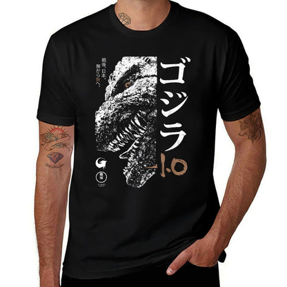 Godzilla Minus One Half Face Black & White Movie Poster  Breathable T-Shirt