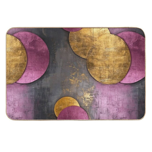 Vintage Geometric Circles – Abstract Gold & Teal Ar  Repositionable Bath Mat