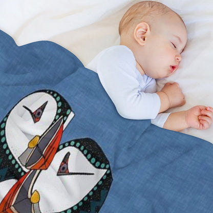 Puffin Pair Blue Throw Blanket