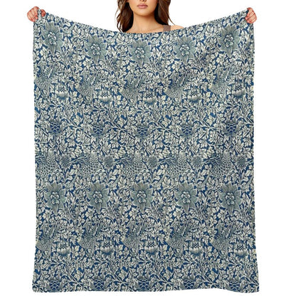 Indigo Blue And White William Morris Pattern Throw Blanket