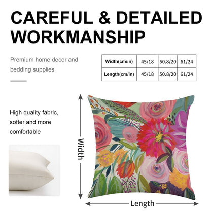 Hope Blooms Linen Throw Pillow Cover