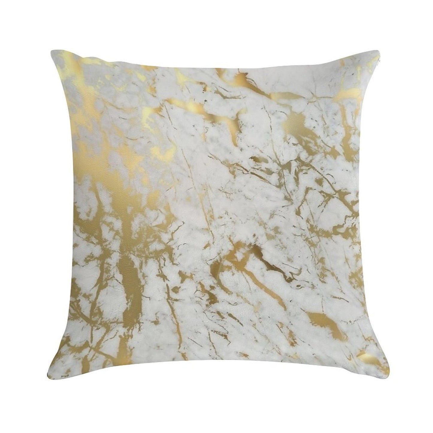 Gold Marble on White (original Height Quality Print) Soft Skin-Friendly Throw Pillow