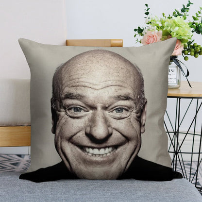 Hank Schrader Dean Norris Happy Face Linen Throw Pillow Cover