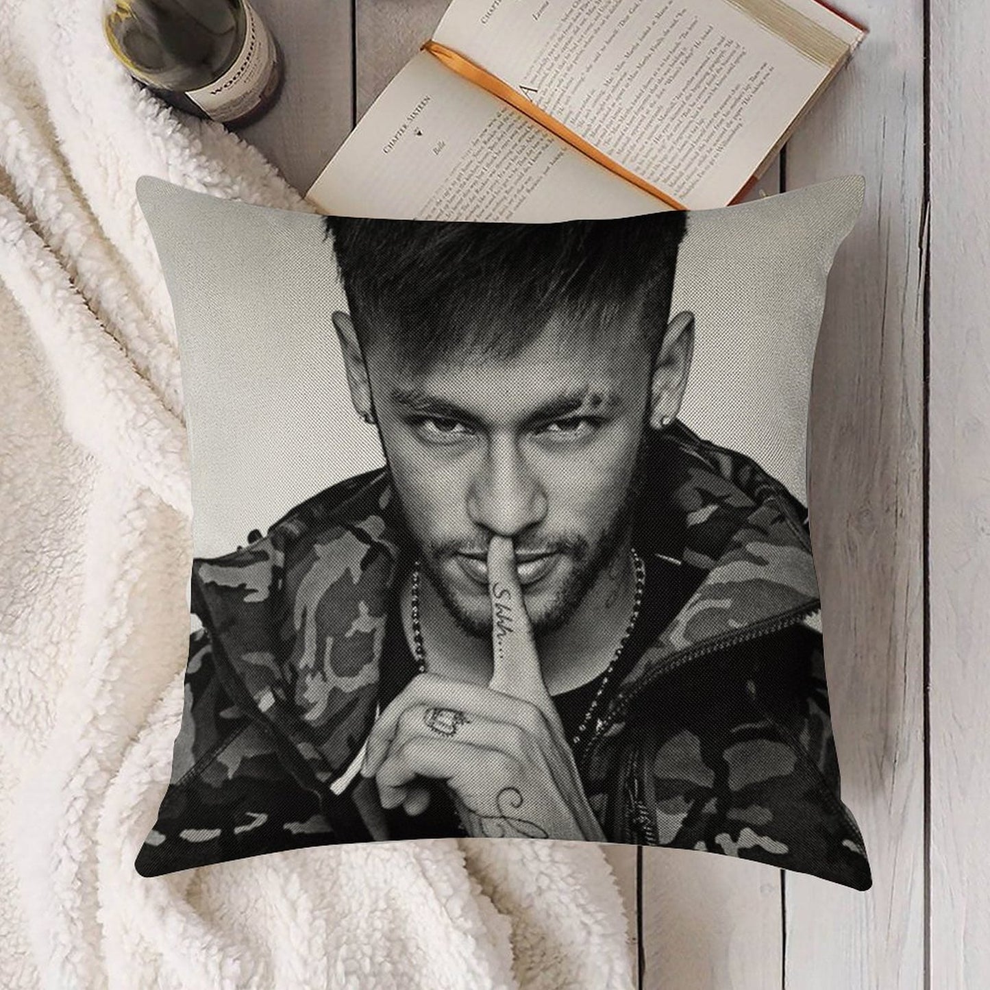 Neymar Art Linen Throw Pillow Cover