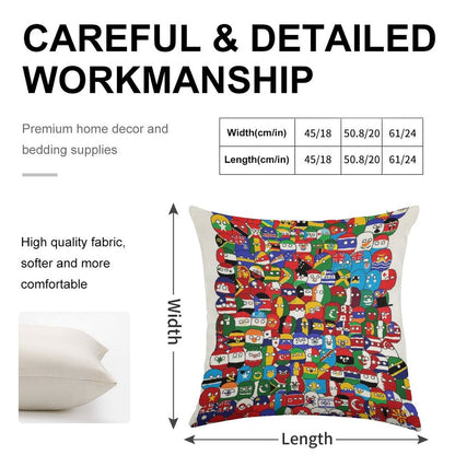 Countryball Linen Throw Pillow Cover