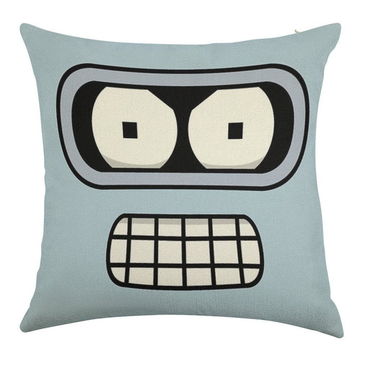 Bender's Face Linen Throw Pillow Cover