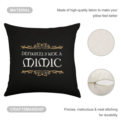 Definitely Not A Mimic Tabletop RPG Addict Linen Throw Pillow Cover