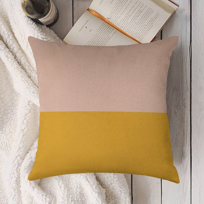 Blush Pink And Mustard Yellow Minimalist Color Block 2 Linen Throw Pillow Cover