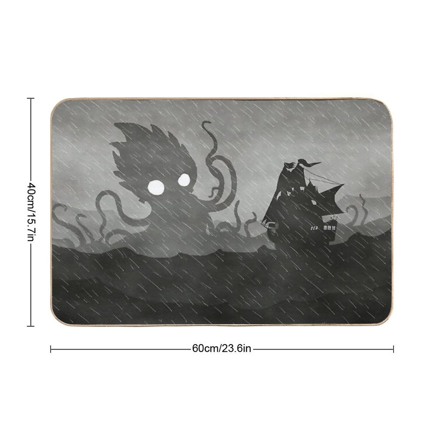 Rainy Ship & Kraken Bath Mat