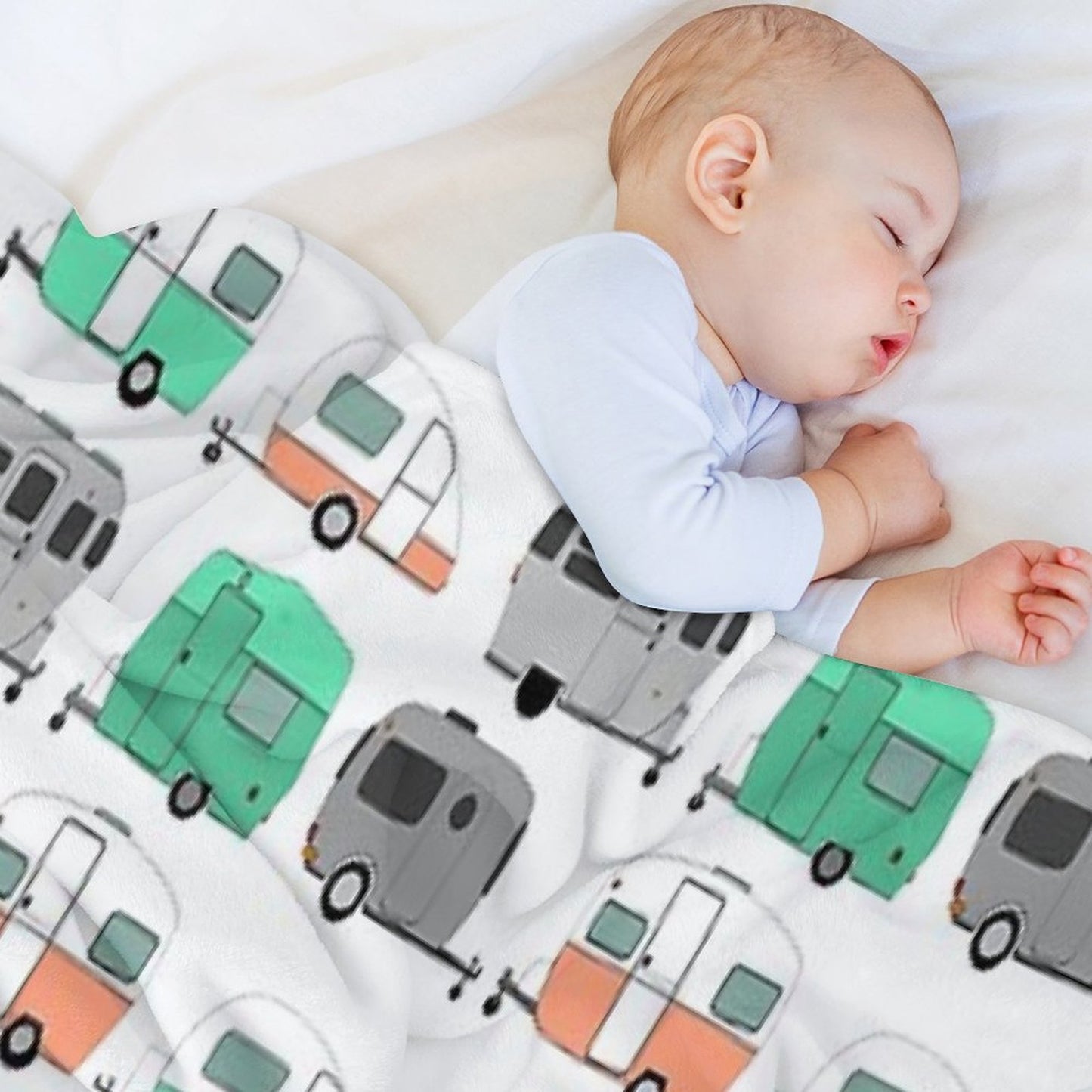 Vintage Caravan Pattern Throw Blanket