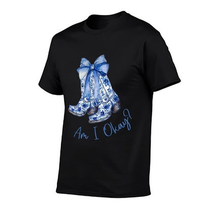 Am I Okay Boot Cowgirl Coquette Bow Women Girl  Durable T-Shirt