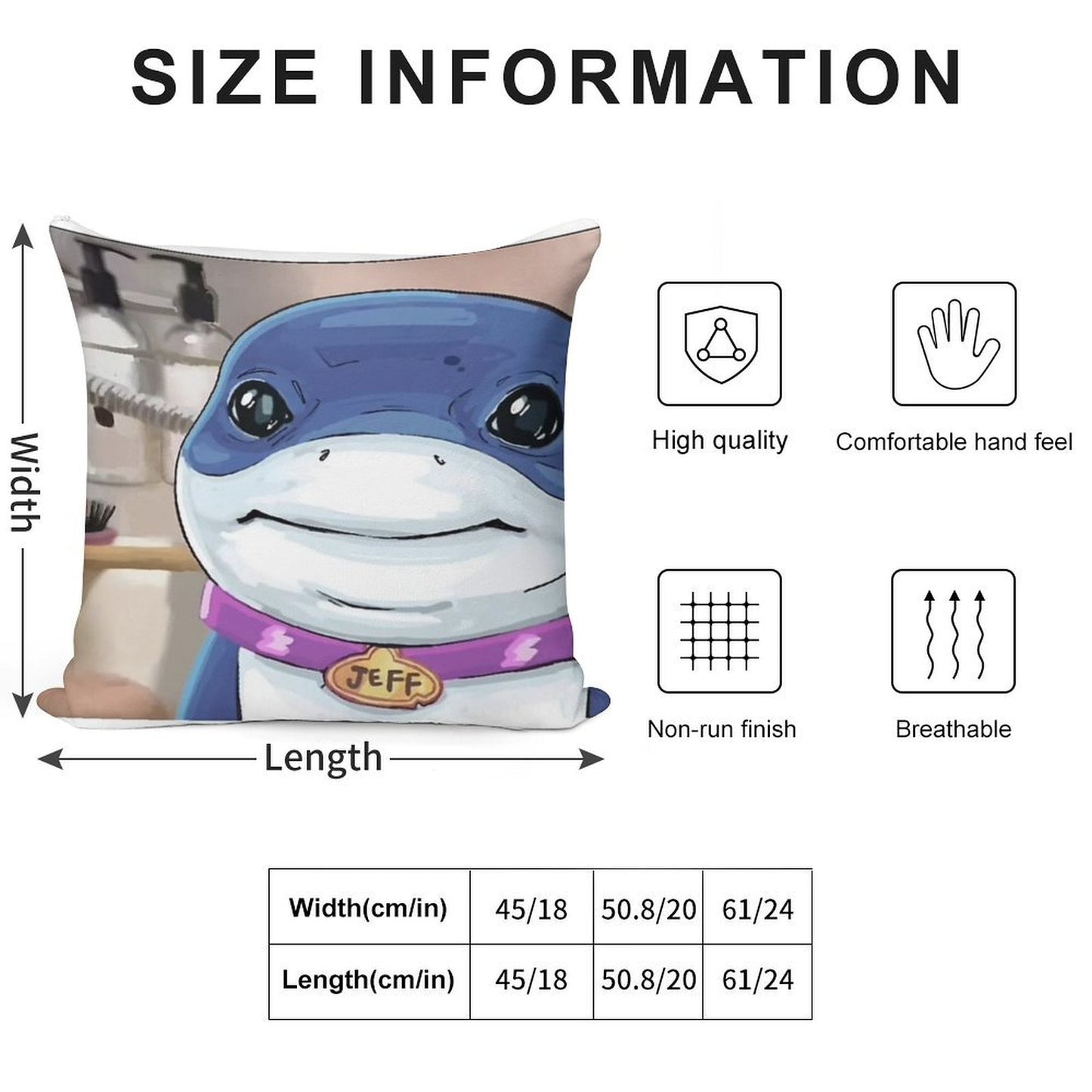 Jeff The Land Shark Soft Durable Construction Throw Pillow