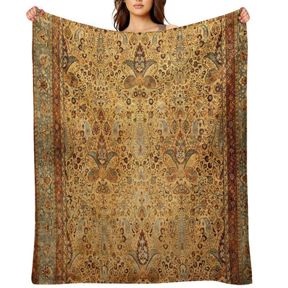 Antique Persian Khorassan Rug Print Throw Blanket