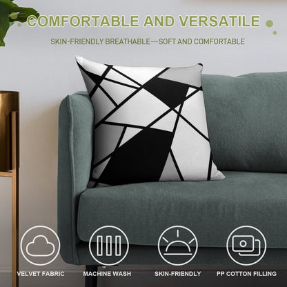 Black Modern Geometric Pattern Soft Gift Ready Throw Pillow