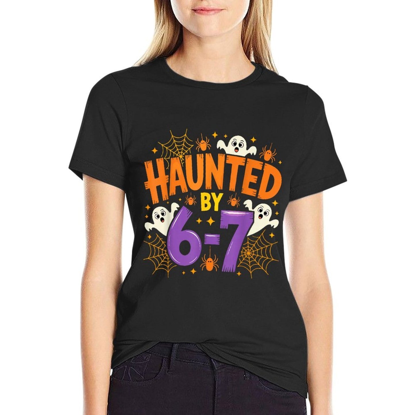 Haunted by 67 Funny Six Seven Meme Spooky Ghost Halloween  Vintage-inspired T-Shirt