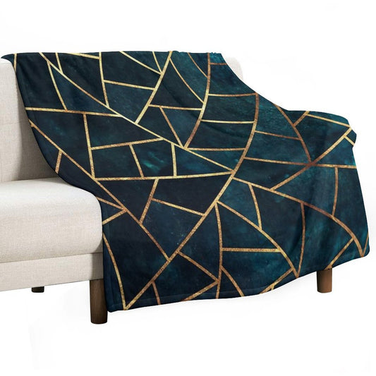 Deep Teal Geometric Throw Blanket