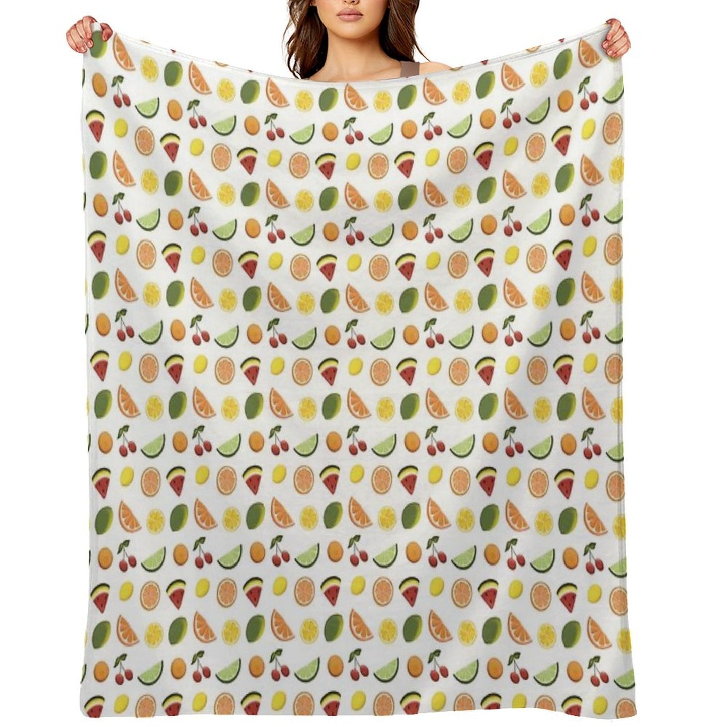 Fresh Fruit, Hand Drawn Fruit, Summer Fruit, Fruit All over Print Throw Blanket