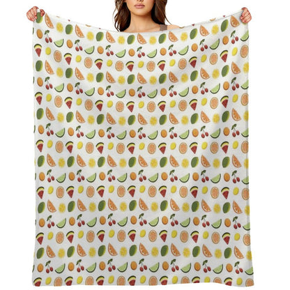Fresh Fruit, Hand Drawn Fruit, Summer Fruit, Fruit All over Print Throw Blanket