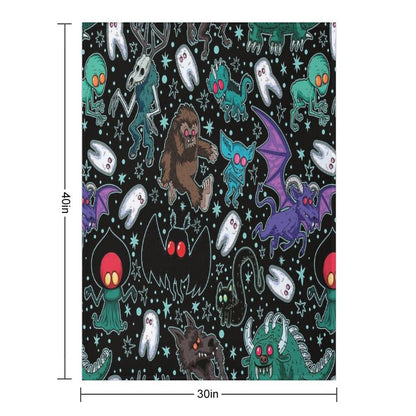 Cryptids Night Black Throw Blanket
