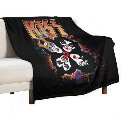 KISS ® The Band - Rock And Roll Over Splash Logo Throw Blanket