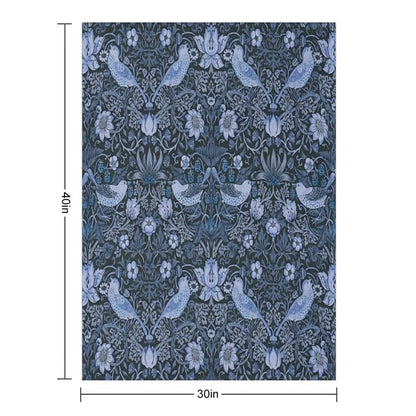 William Morris - Strawberry Thief, Blue Throw Blanket