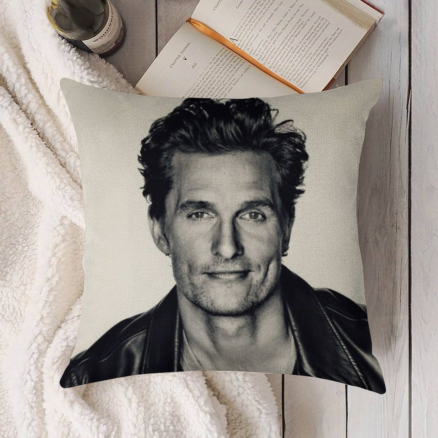 Matthew McConaughey Linen Throw Pillow Cover