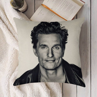 Matthew McConaughey Linen Throw Pillow Cover