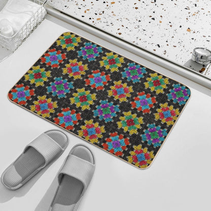 Granny Square Retro Crochet Afghan Blanket Bath Mat