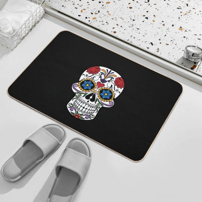 Halloween Skull Floral Rose Bath Mat