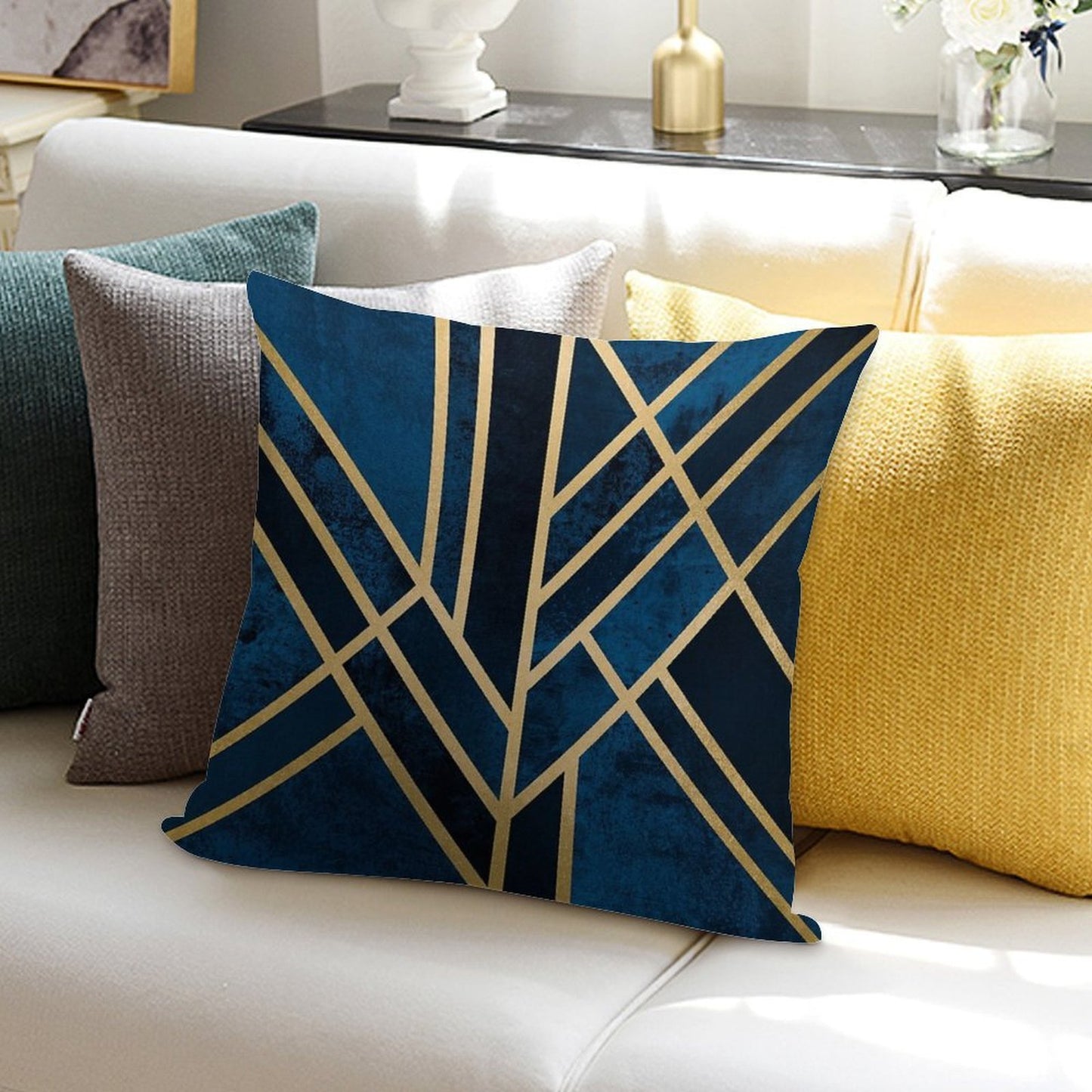 Art Deco Midnight Soft Decorative Cover Throw Pillow