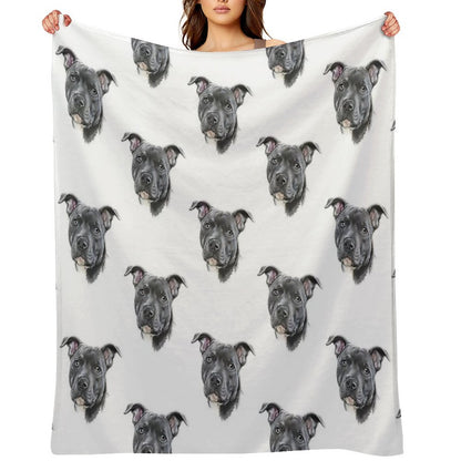 Blue Staffy Throw Blanket